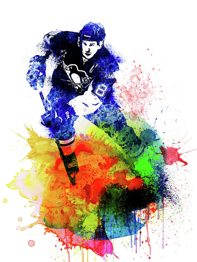Sidney Crosby Digital Art - Sidney Crosby Watercolor I by Naxart Studio