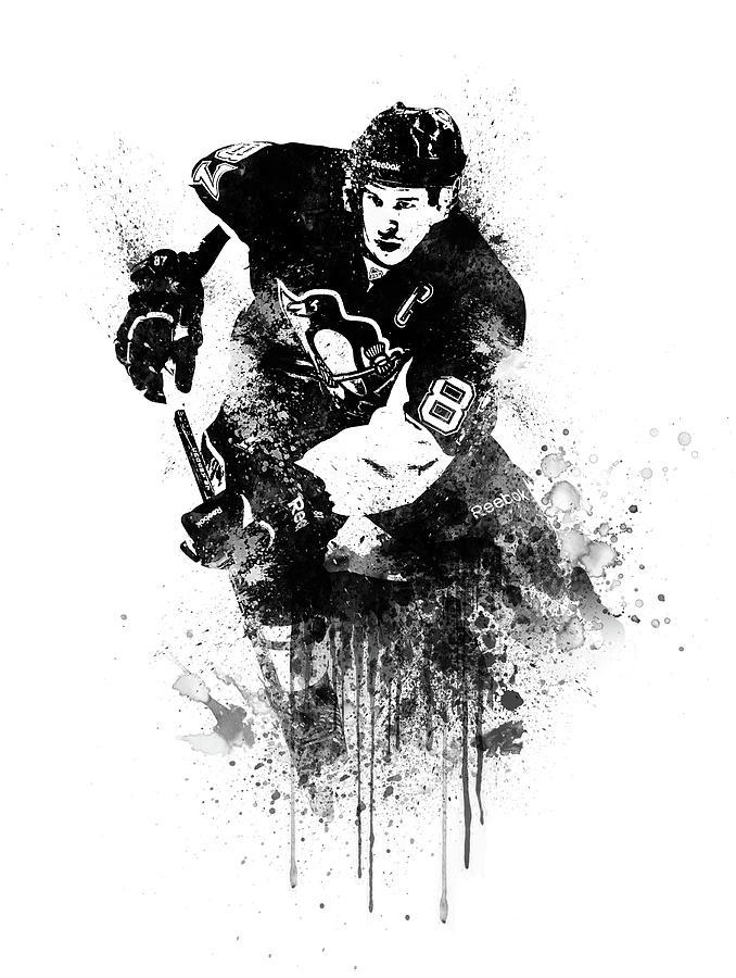 Sidney Crosby Digital Art - Sidney Crosby Watercolor by Naxart Studio