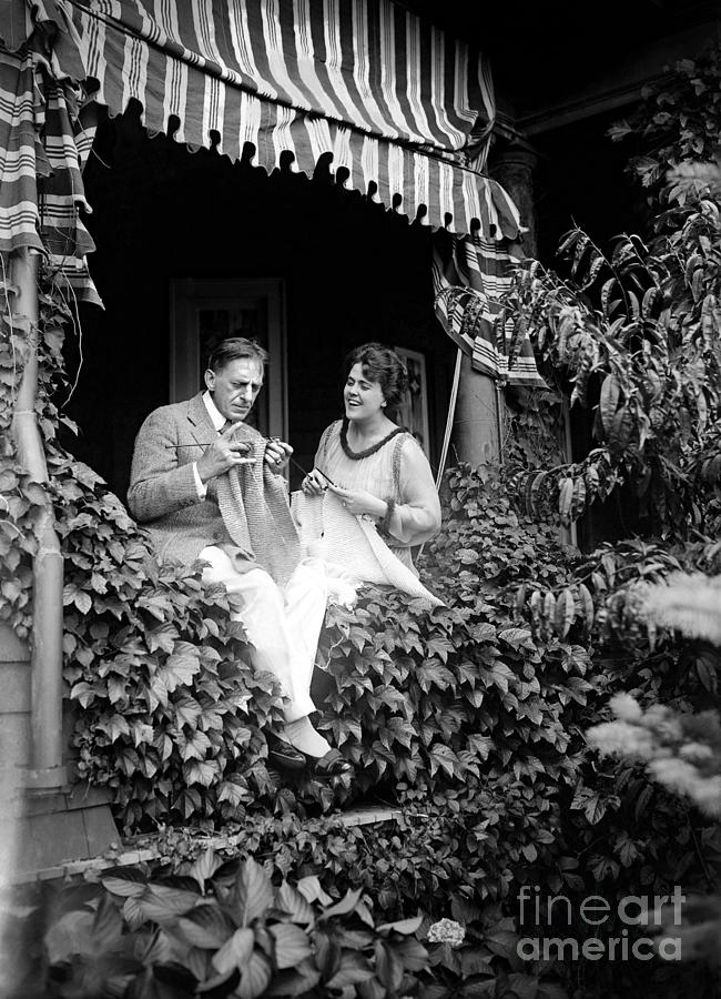 Sidney Drew Lucile McVey  knitting Photograph by Sad Hill - Bizarre Los Angeles Archive