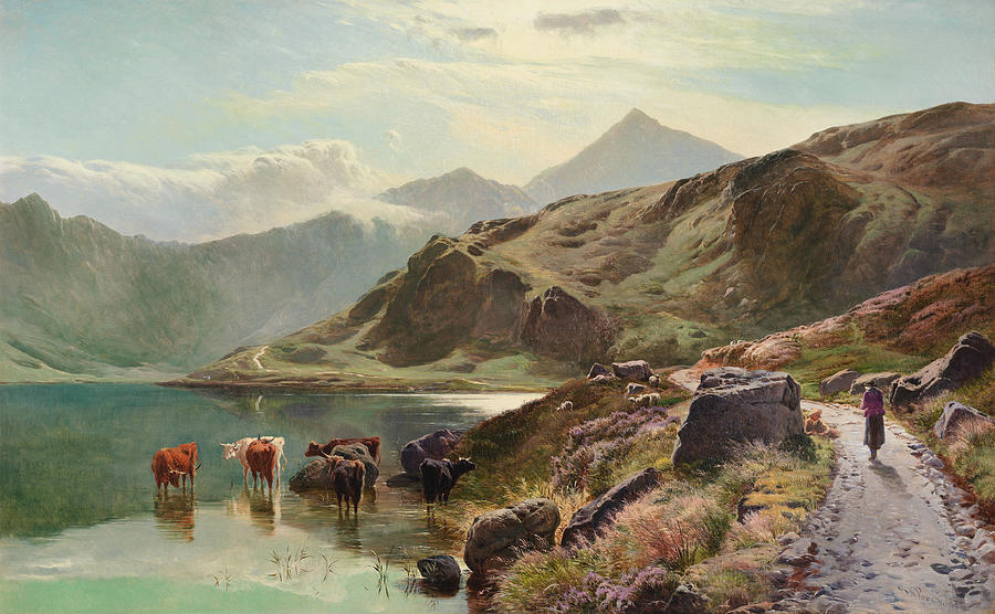 SIDNEY RICHARD PERCY Cattle watering near Snowdonia Painting by Artistic Rifki