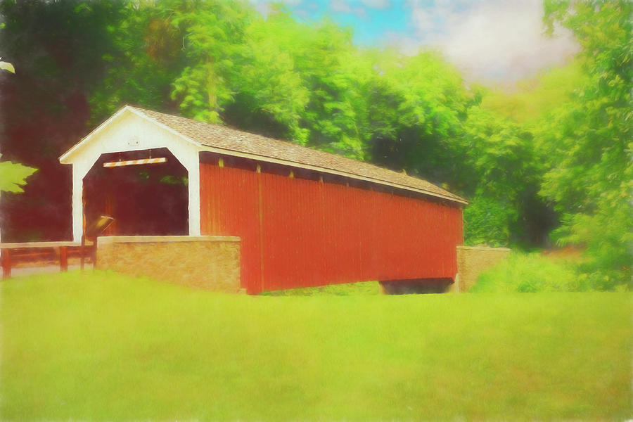 Landscape Digital Art - Siegrists Mill Covered Bridge,Lancaster Pennsylvania. by Rusty R Smith