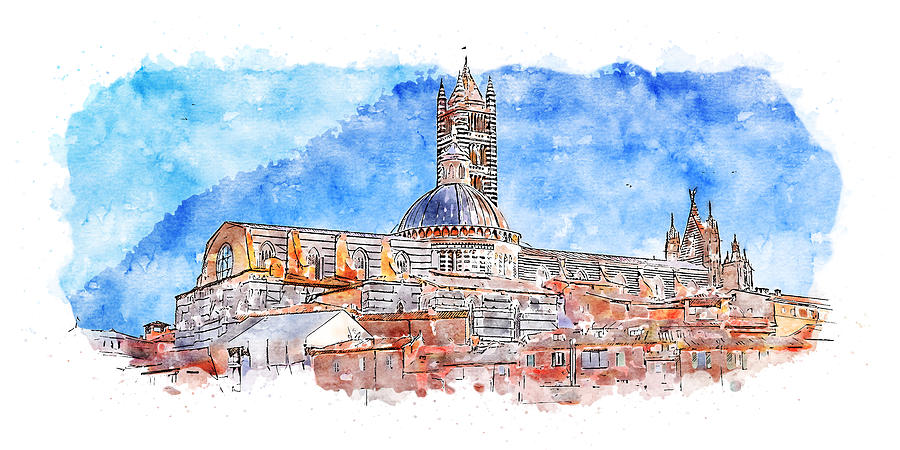 Siena, cityscape - 03 Painting by AM FineArtPrints
