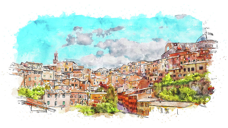Siena, cityscape - 04 Painting by AM FineArtPrints