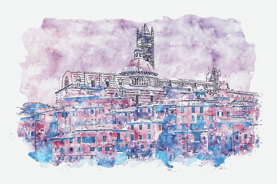Siena, cityscape - 05 Painting by AM FineArtPrints