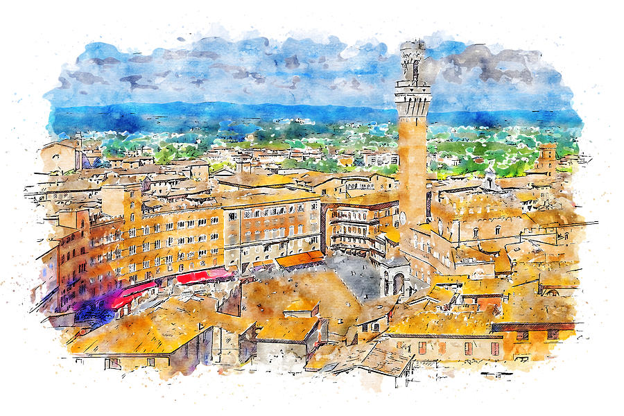 Siena, cityscape - 08 Painting by AM FineArtPrints