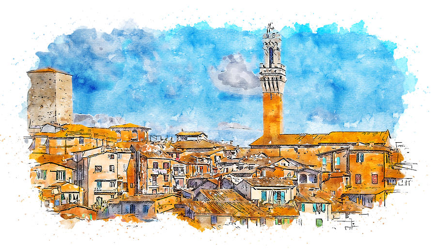 Siena, cityscape - 09 Painting by AM FineArtPrints