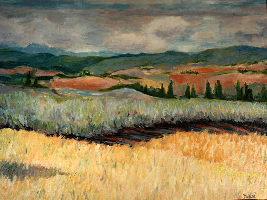 Siena Hillside Painting by Pat White