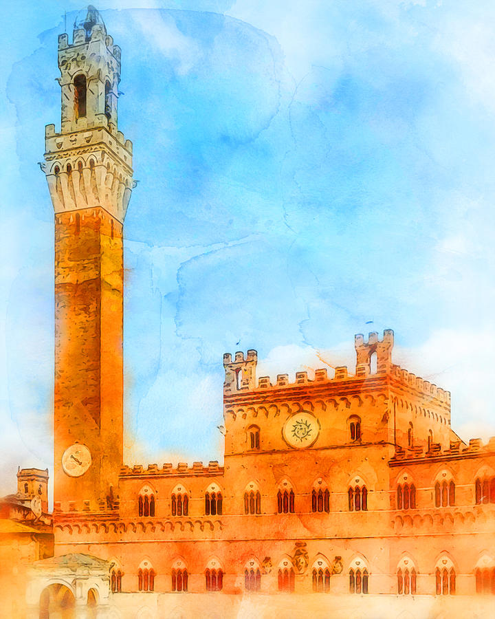 Siena, Piazza del Campo - 08 Painting by AM FineArtPrints