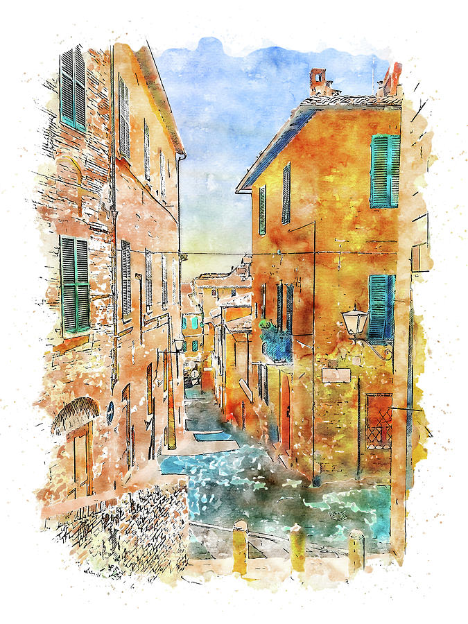Siena, Streets of Tuscany - 01 Painting by AM FineArtPrints