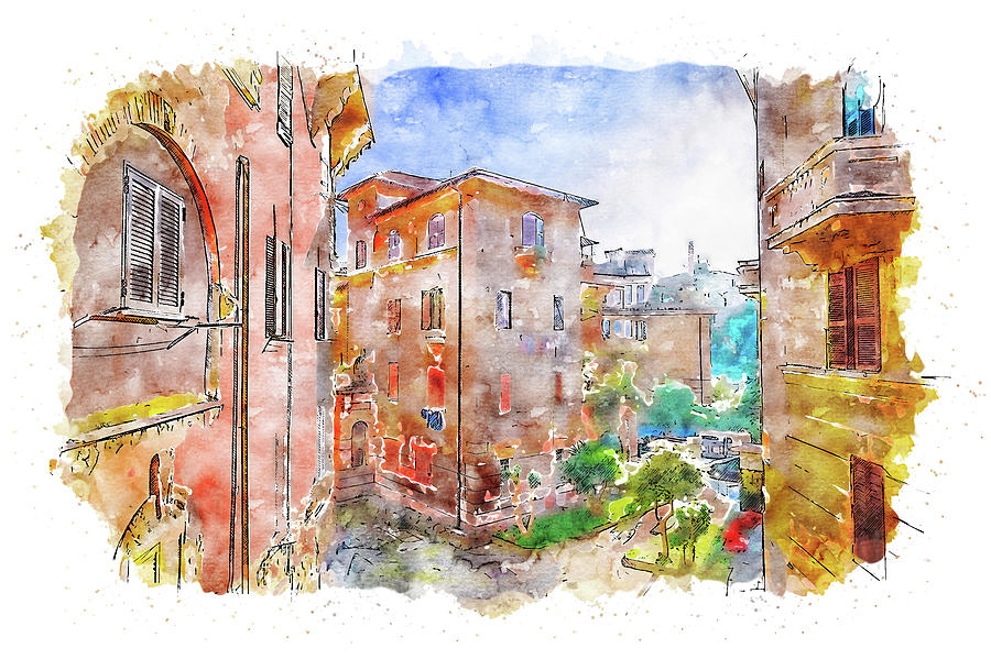 Siena, Streets of Tuscany - 02 Painting by AM FineArtPrints