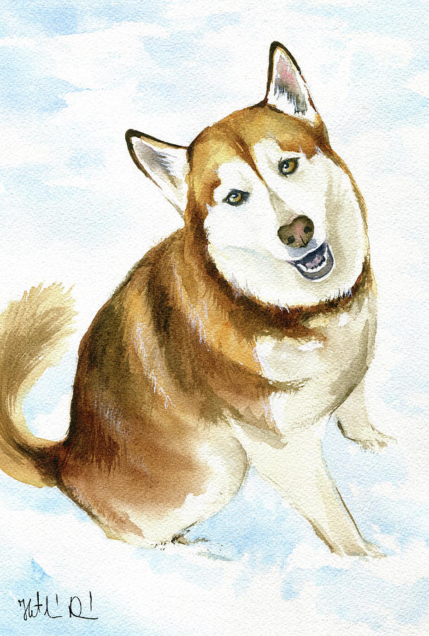 Sienna Siberian Husky Painting Painting by Dora Hathazi Mendes