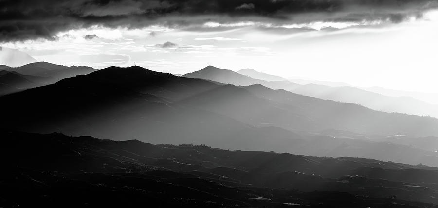 Sierra de Tejeda monochrome panoramic Photograph by Gary Browne
