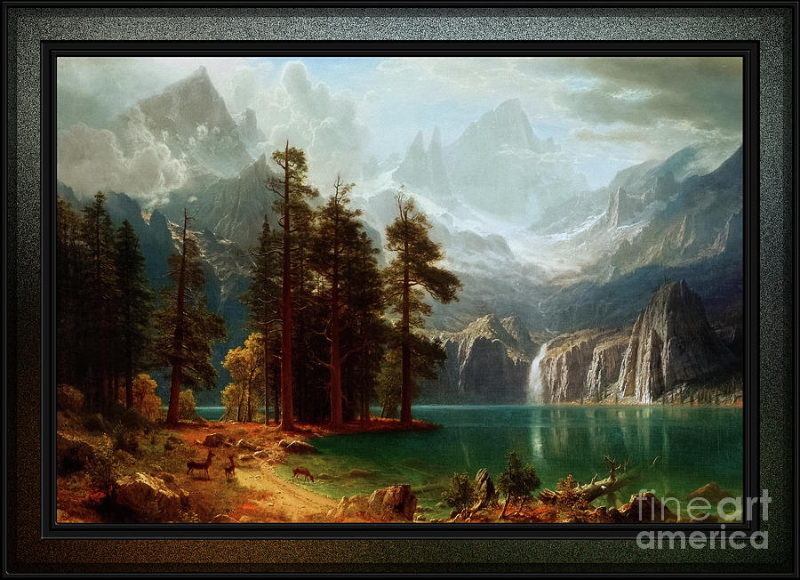 Sierra Nevada by Albert Bierstadt Old Masters Classical Fine Art Reproduction Painting by Rolando Burbon