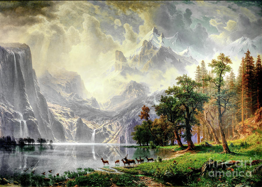 Sierra Nevada, California 1860 Wilderness Painting Mixed Media