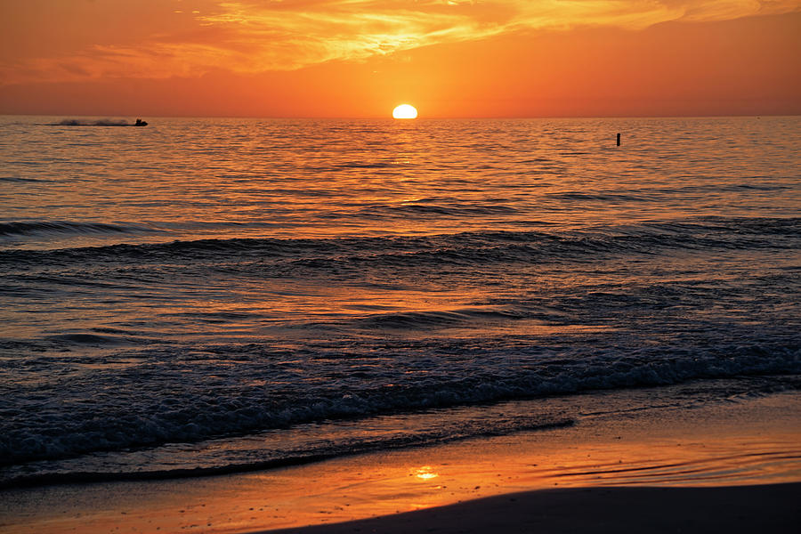 Siesta Key Beach Sunset Sarasota Florida Golden Sky Photograph by Toby McGuire