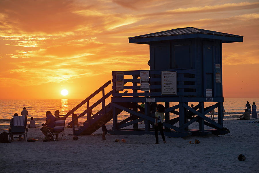 Siesta Key Beach Sunset Sarasota Florida Lifeguard House Photograph by Toby McGuire