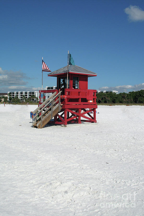 Summer Photograph - Siesta Key Red Lifeguard Station  by Christiane Schulze Art And Photography
