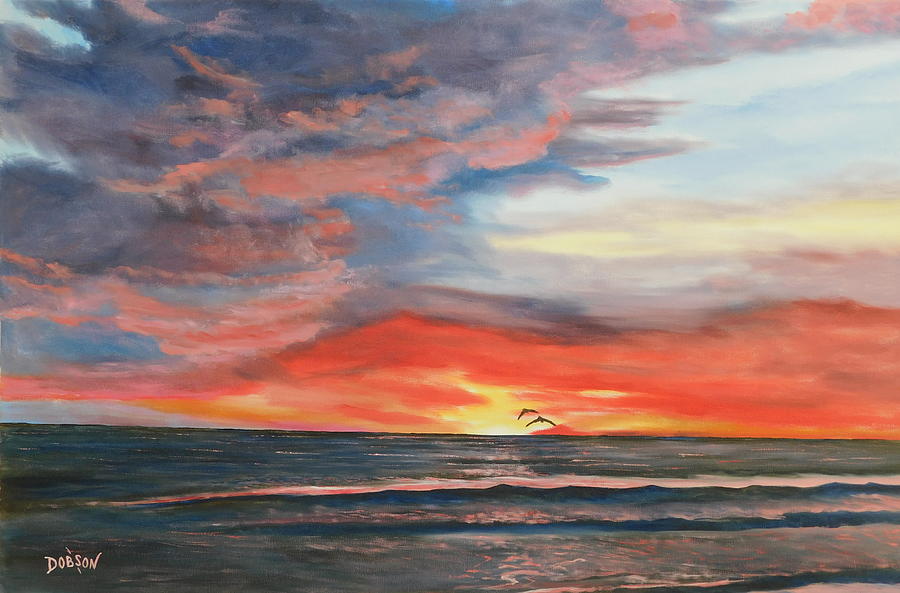 Siesta Key Sunset Painting by Lloyd Dobson