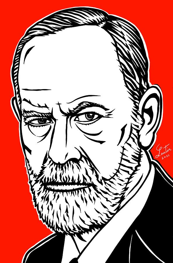 SIGMUND FREUD ink and acrylic portrait Digital Art by Fabrizio Cassetta ...