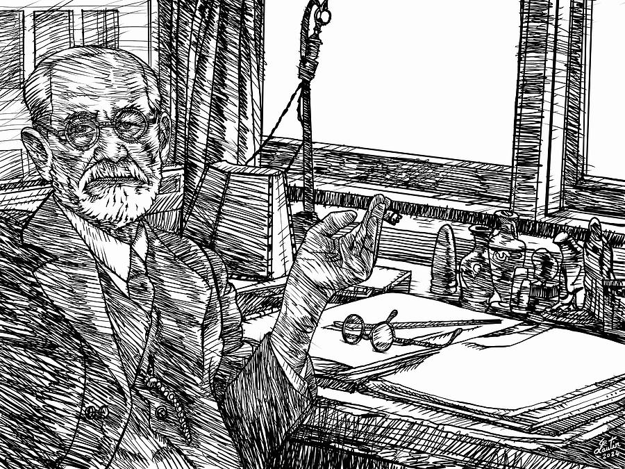 SIGMUND FREUD ink portrait .3 Drawing by Fabrizio Cassetta - Fine Art ...