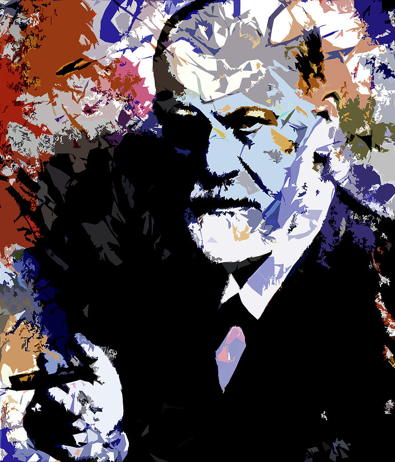 Sigmund Freud psychedelic portrait Digital Art by Movie World Posters