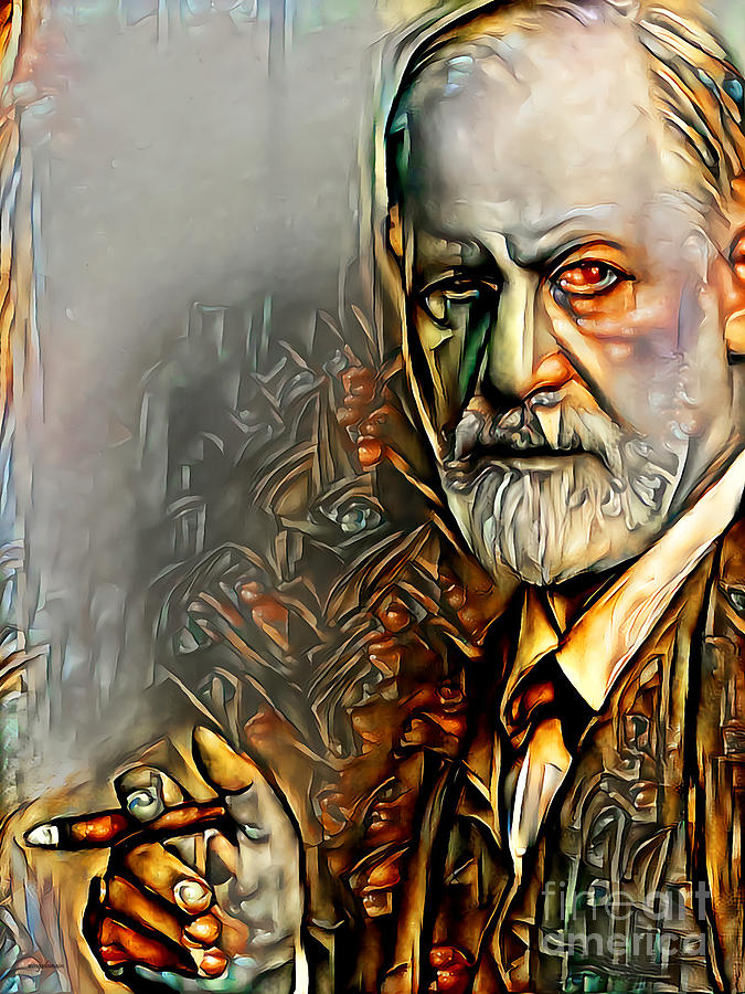 Sigmund Freud Sometimes A Cigar is Just a Cigar in Vibrant Primitivism Colors 20200719 Photograph by Wingsdomain Art and Photography