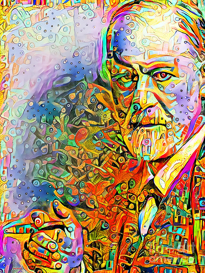 Sigmund Freud Sometimes A Cigar is Just a Cigar in Vibrant Whimsical Colors 20200720 Photograph by Wingsdomain Art and Photography