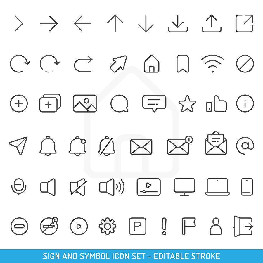 Sign and Symbol Icon Set Editable Stroke Vector Design. Drawing by Designer29