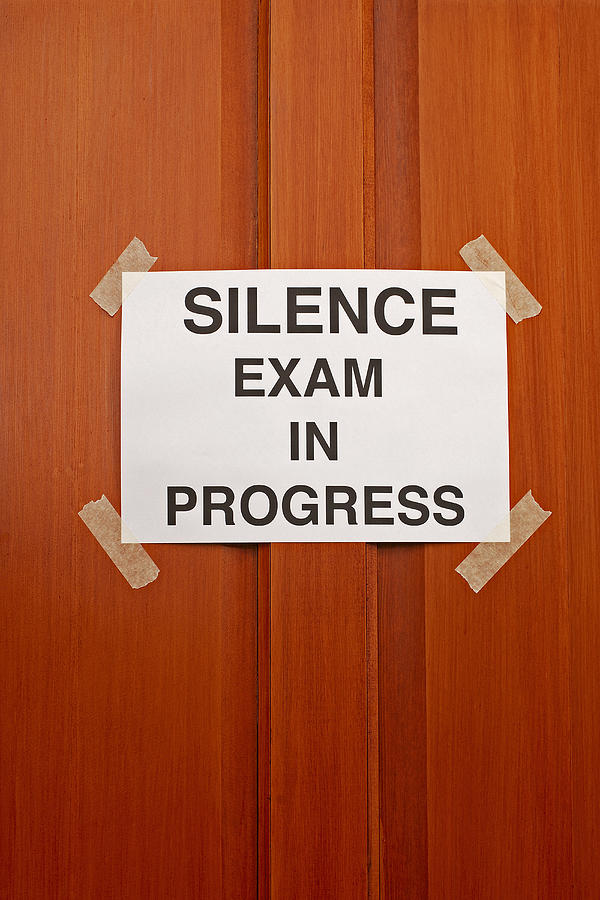 Sign on the door of a school exam room Photograph by David Gould