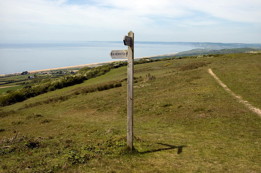 Sign Post above Chesil Beach Dorset UK Photograph by Copyright Robert Cock