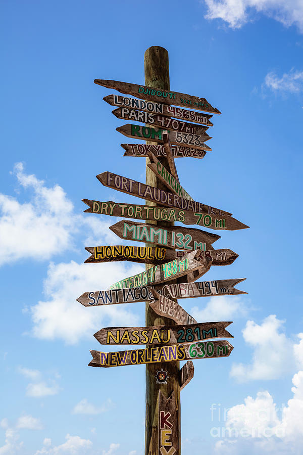 Sign Photograph - Sign post, Key West, Florida by Matteo Colombo