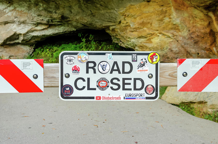 Sign - Road Closed - Bridal Veil Falls NC Photograph by John Kirkland