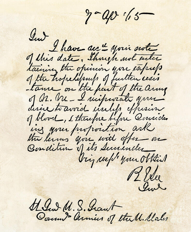 Signed letter from Confederate General Robert Edward Lee to Ulysses ...