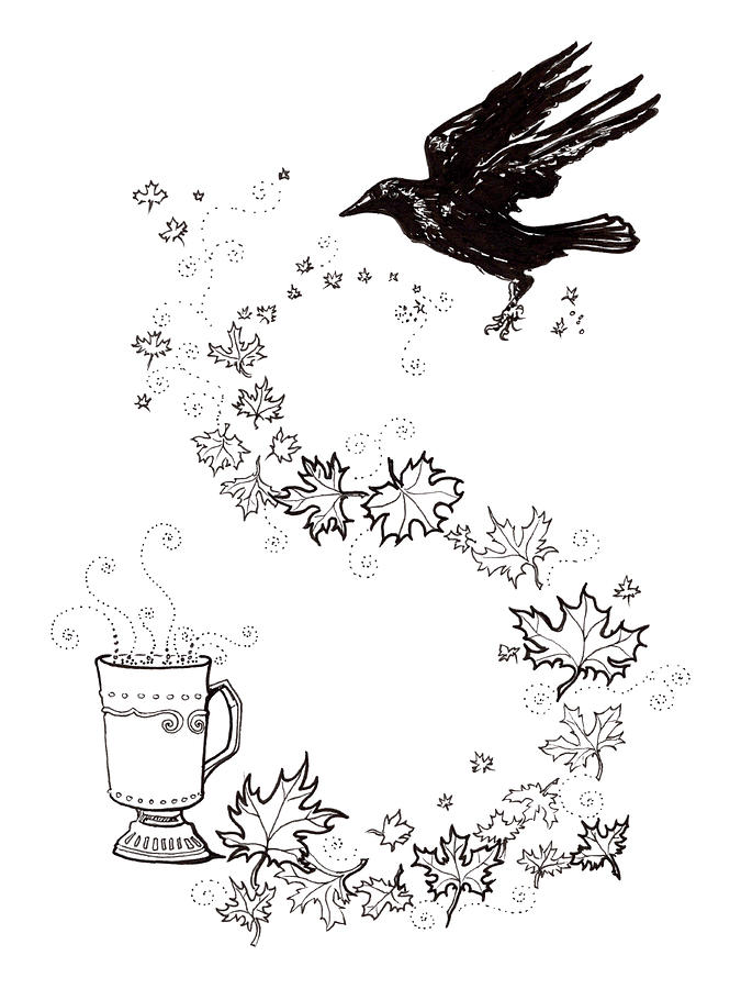 Signs of Autumn - line art Drawing by Katherine Nutt