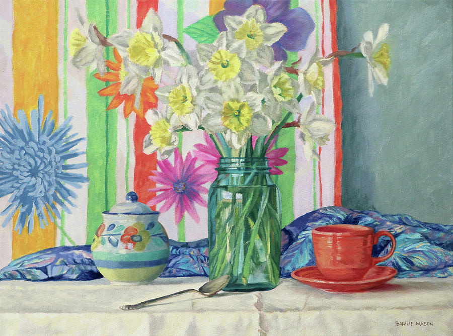 Still Life Painting - Signs of Spring - Floral Still Life with Daffodils by Bonnie Mason
