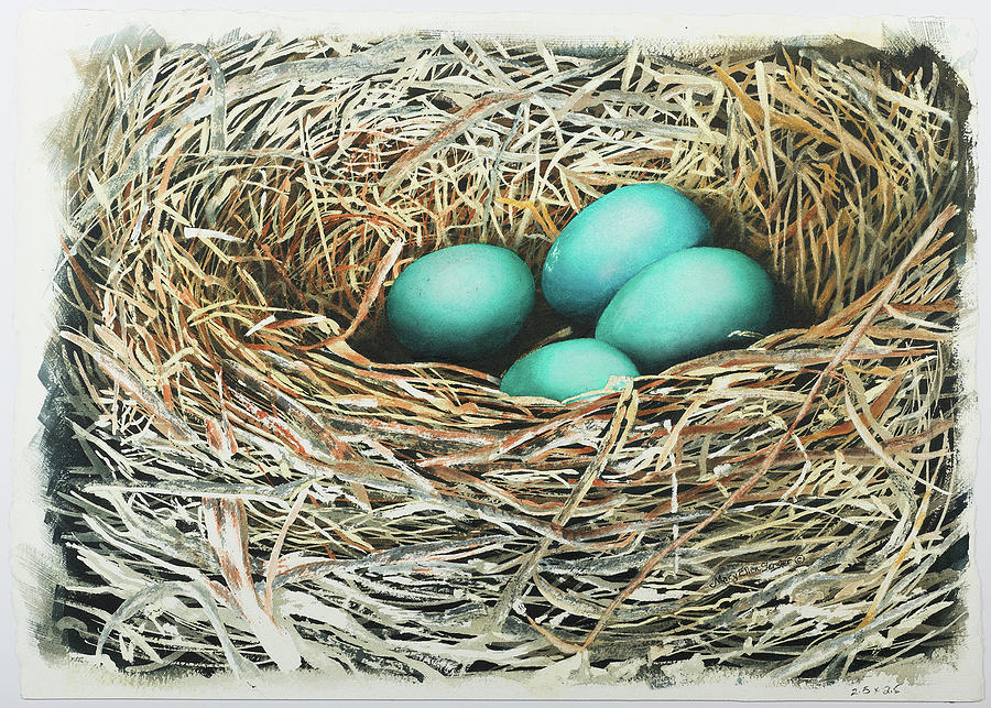 Birds Painting - Signs of Spring by Mary Ellen Gerster Birds Painting - Signs of Spring by Mary Ellen Gerster