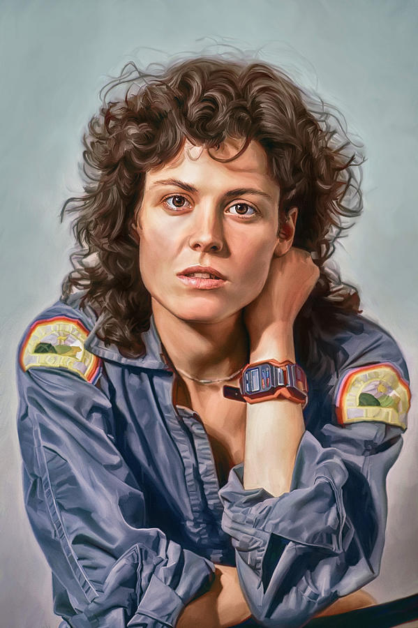 Sigourney Weaver as Ellen Ripley. Alien movie fan art portrait p ...