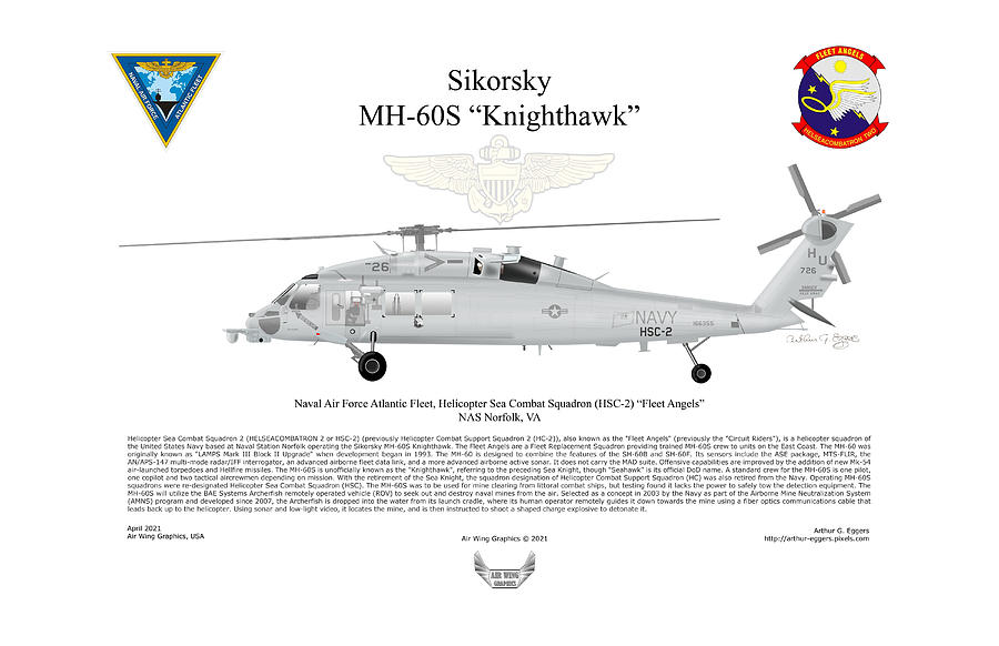 Sikorsky MH-60S Knighthawk HSC-2 Fleet Angels Digital Art by Arthur Eggers