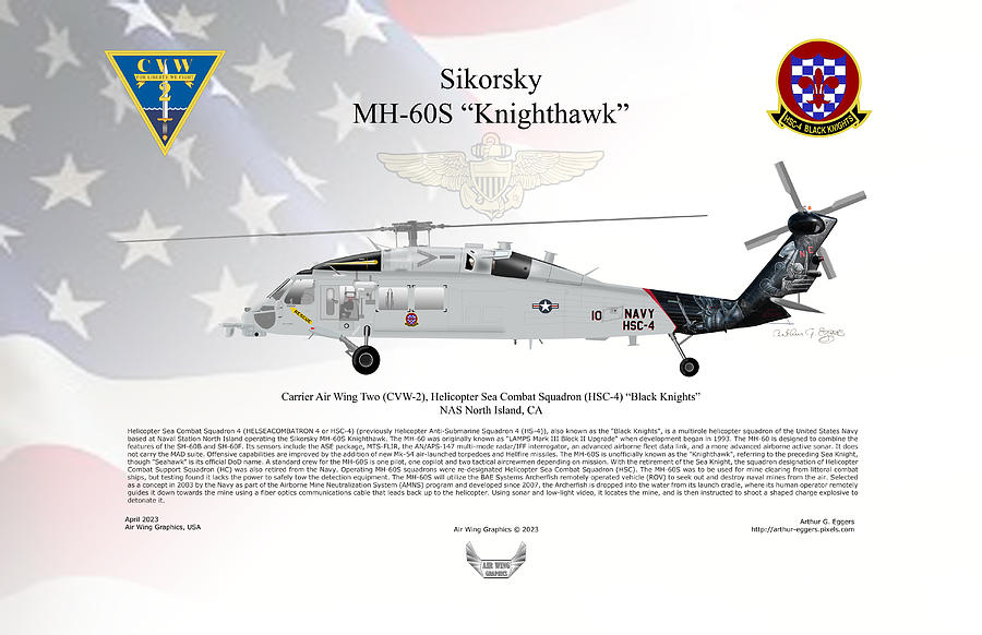 Sikorsky MH-60S Nighthawk HSC-4 Digital Art by Arthur Eggers