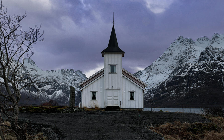 Norwegian Church Photograph - Sildpollnes Church in Evening by Norma Brandsberg
