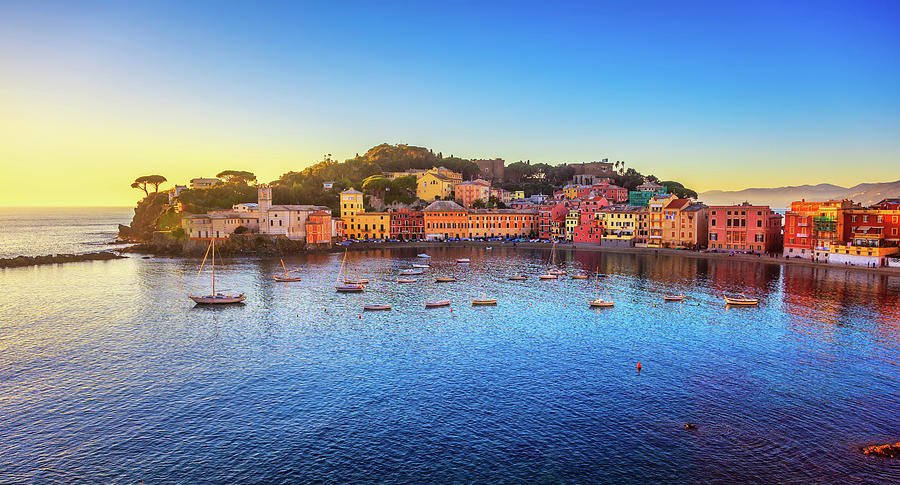 Silence bay in Sestri Levante at sunset Photograph by Stefano Orazzini