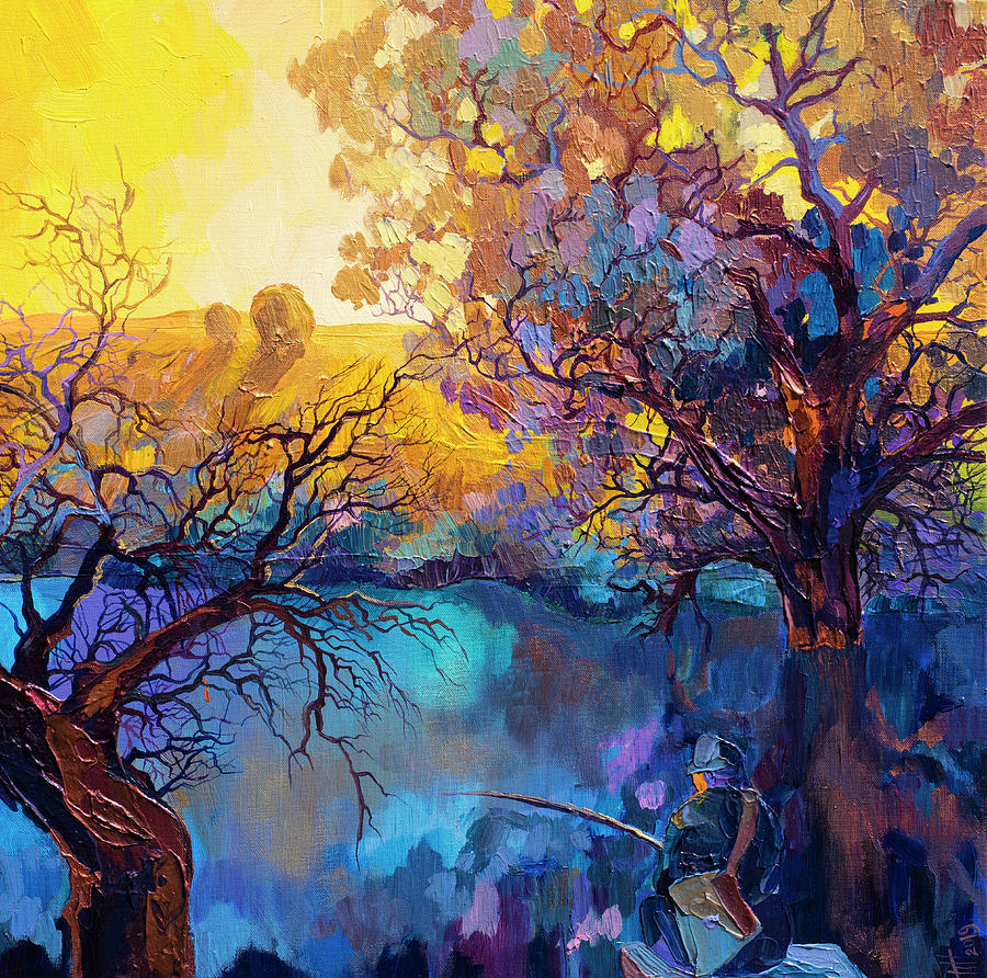 Tree Painting - Silence Gold by Anastasia Trusova