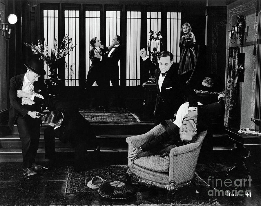Silent Film Brawl - Unidentified Film Photograph by Sad Hill - Bizarre Los Angeles Archive
