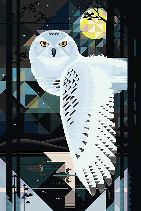 Silent Night Snowy Owl Digital Art by Garth Glazier
