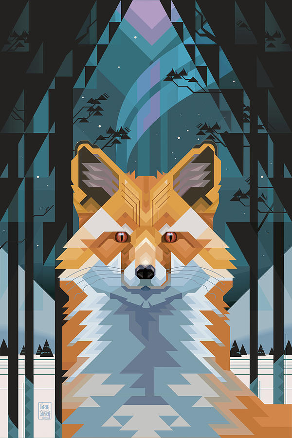 Silent Night  Winter Fox Digital Art by Garth Glazier