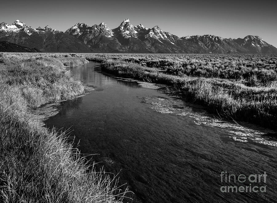 Mountain Photograph - Silent Pathway to the Grand Tetons by Sandra Bronstein