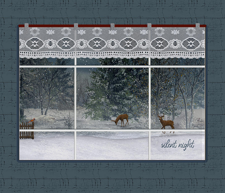 Silent night Deer in snow Digital Art by Denise Beverly