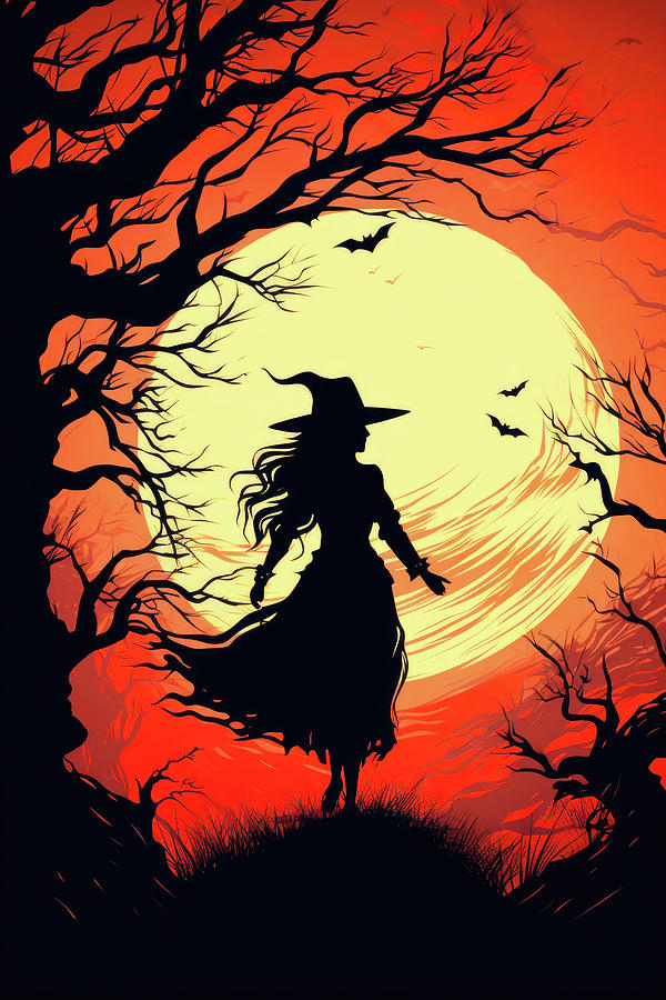 Silhouette 01 Halloween Witch Digital Art by Matthias Hauser