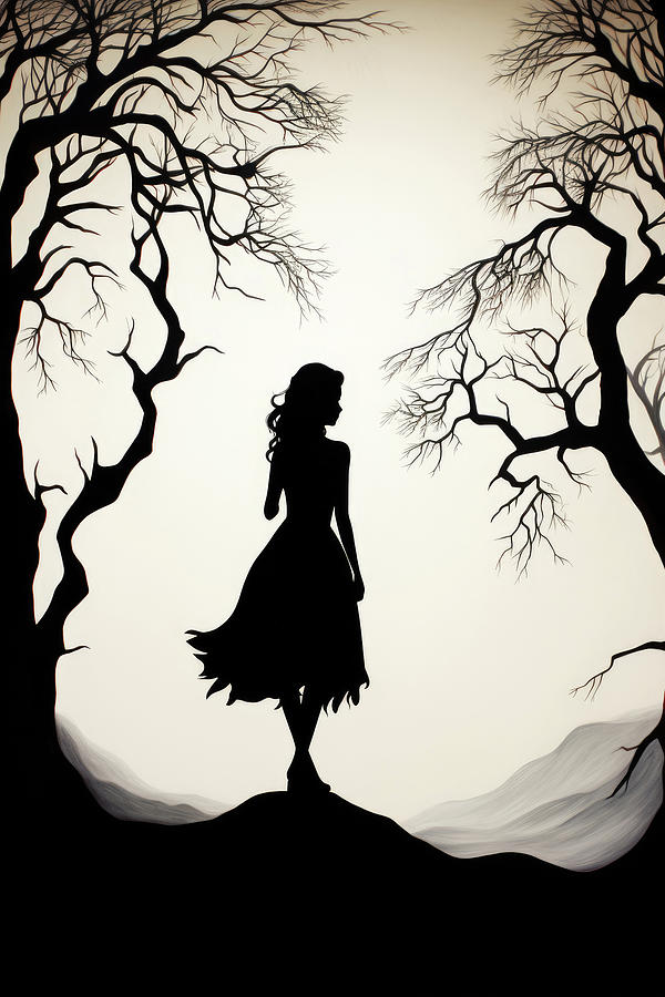 Silhouette 02 Woman and Trees Digital Art by Matthias Hauser