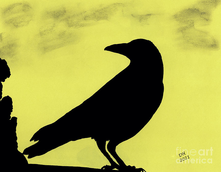 Silhouette Crow Painting by D Hackett